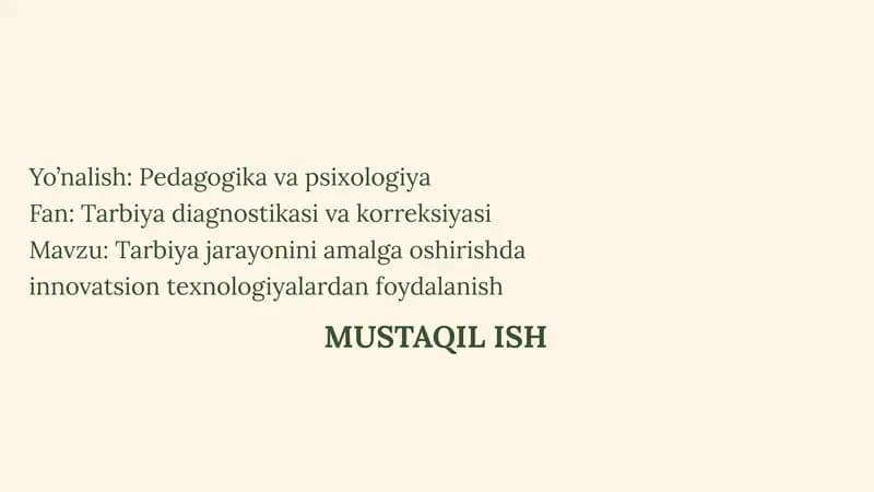 Tarbiyadiagnostikasi va korreksiyasi