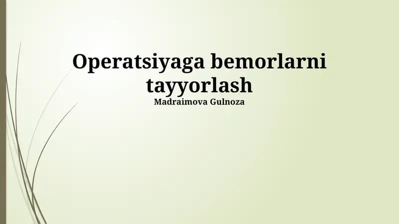 Jarrohlikka Tayyorgarlik Bosqichlari