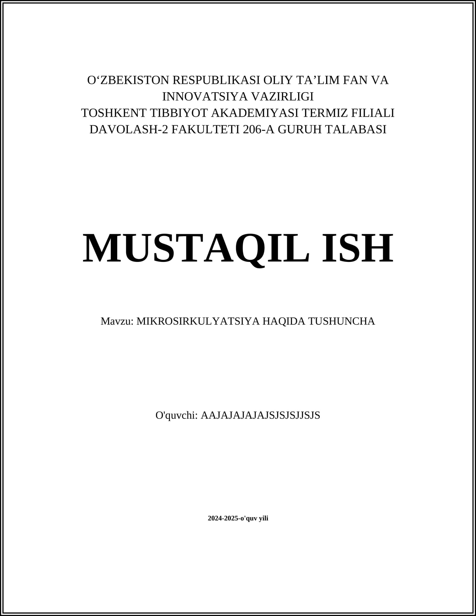 MIKROSIRKULYATSIYA HAQIDA TUSHUNCHA