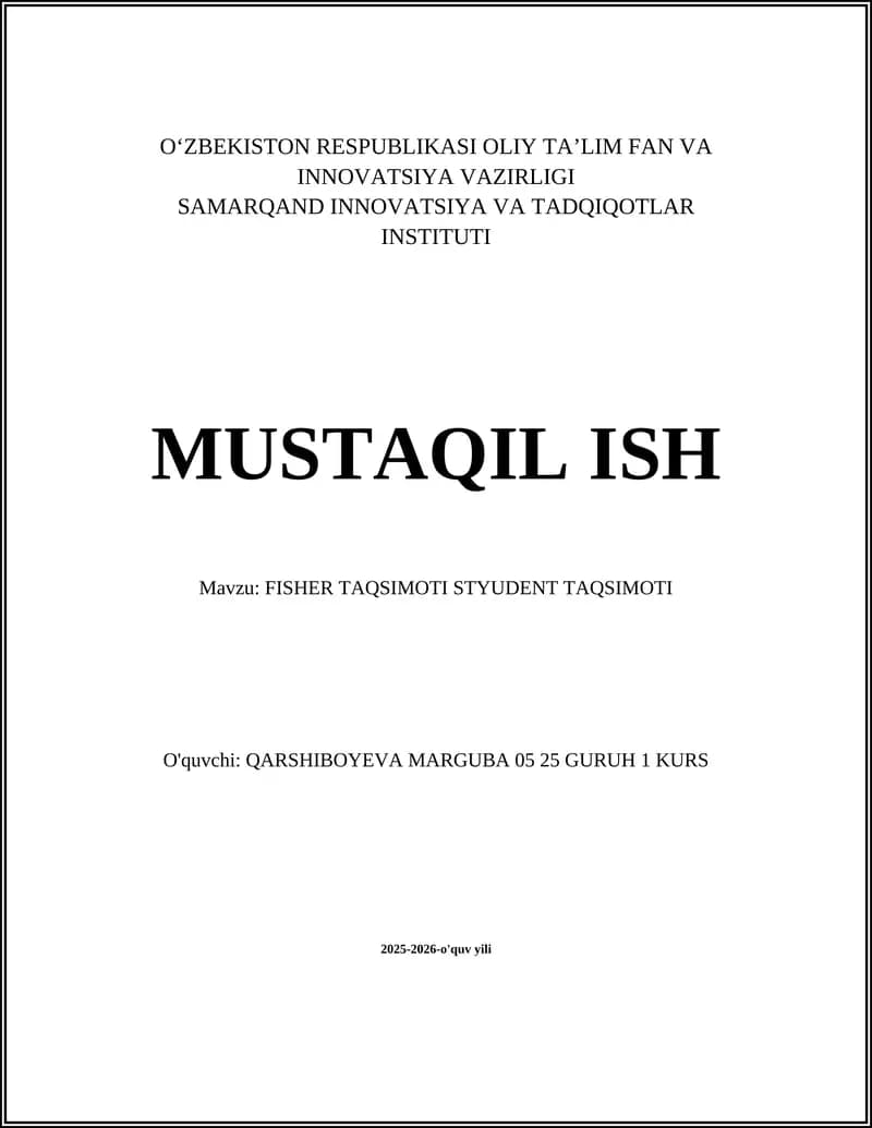 FISHER TAQSIMOTI