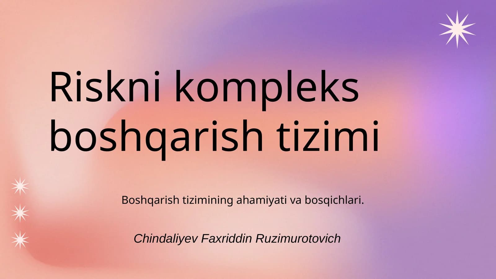 Riskni kompleks boshqarish tizimi