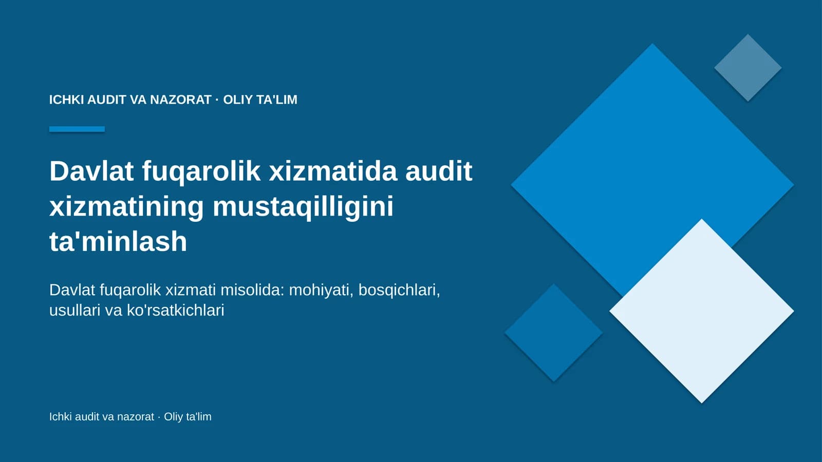 ICHKI AUDIT VA NAZORAT · OLIY TA'LIM