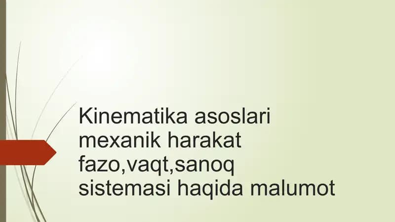 Kinematika asoslari