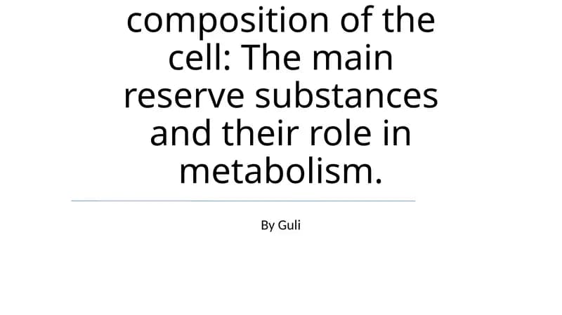 Chemical composition of the cell