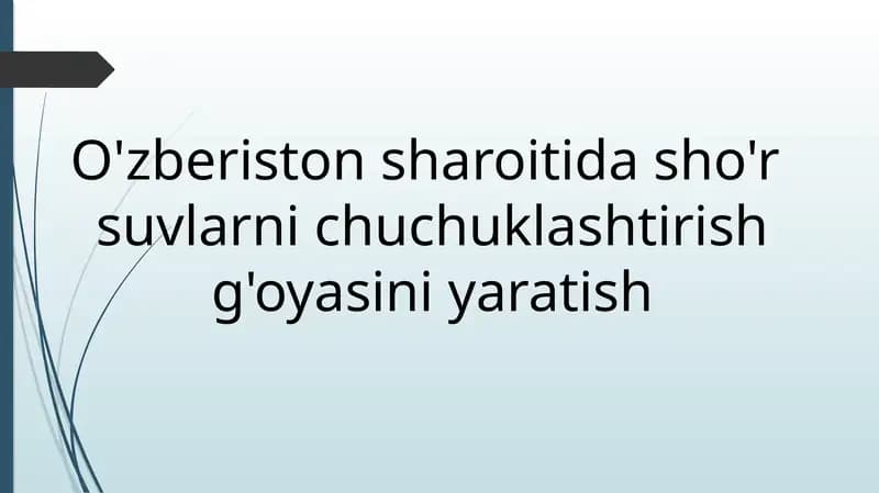 O'zberistonsharoitidasho'r suvlarnichuchuklashtirishg'oyasi