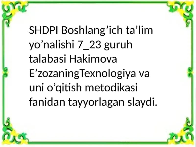 Tabiiy materiallar bilan ishlash darslari