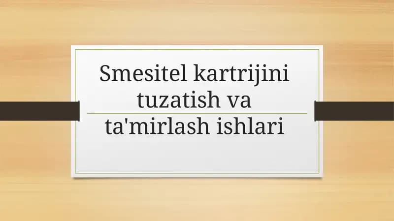 Smesitel kartrijini tuzatish va ta'mirlashishlari