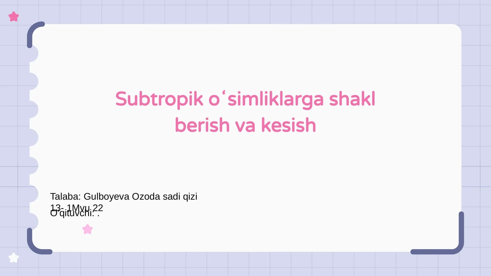 Subtropik oʻsimliklarga shakl berish va kesish