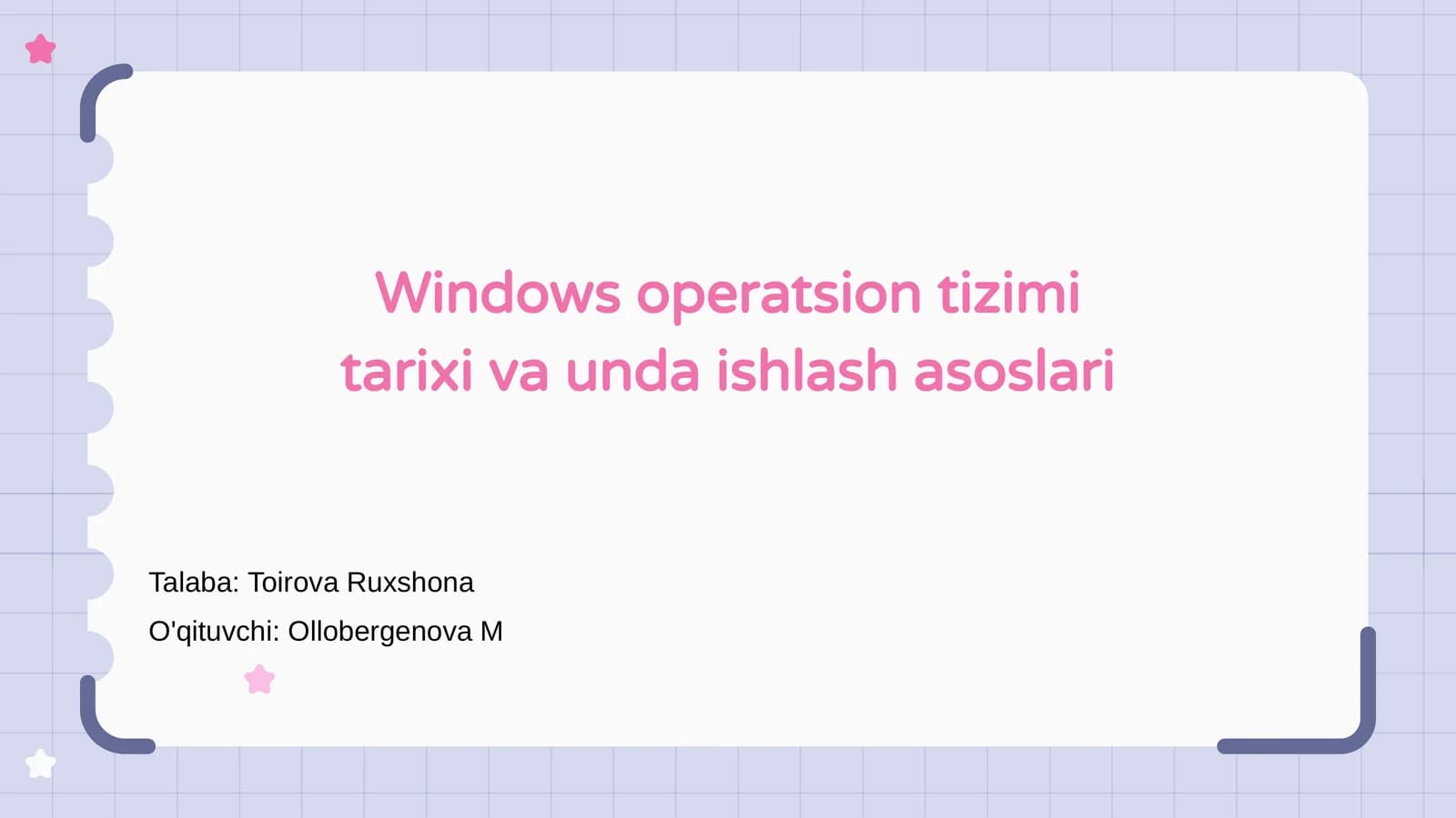 Windows operatsion tizimi tarixi va unda ishlash asoslari