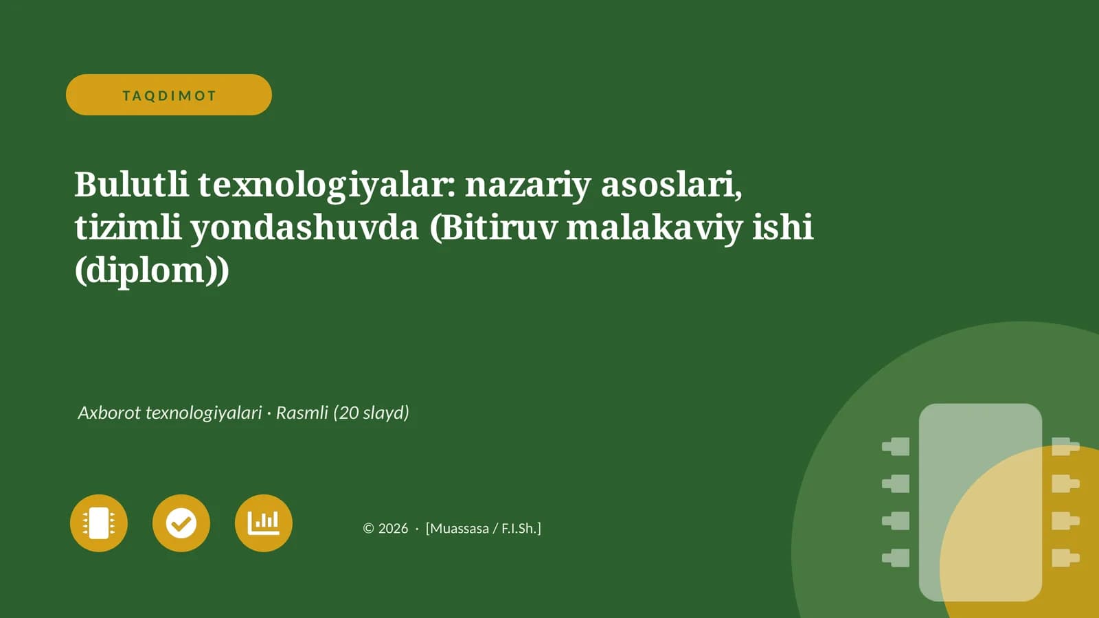 Bulutli texnologiyalar: nazariy asoslari, tizimli yondashuvda (Bitiruv malakaviy ishi (diplom))