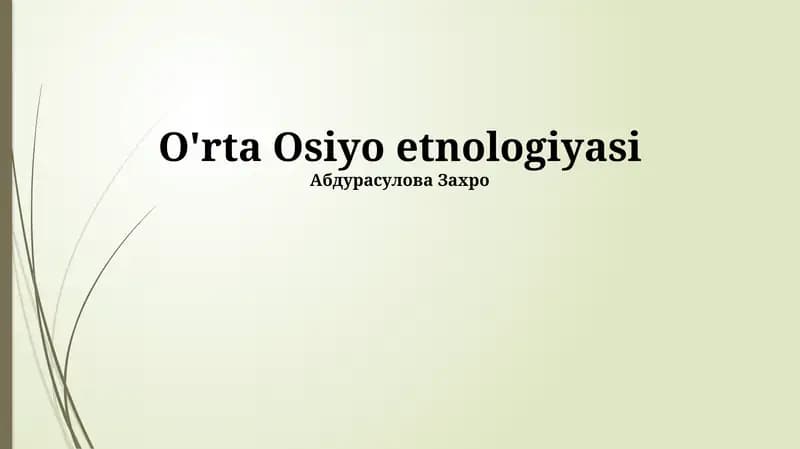 O'rta Osiyo etnologiyasi