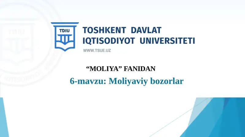 Moliyaviy bozorlar