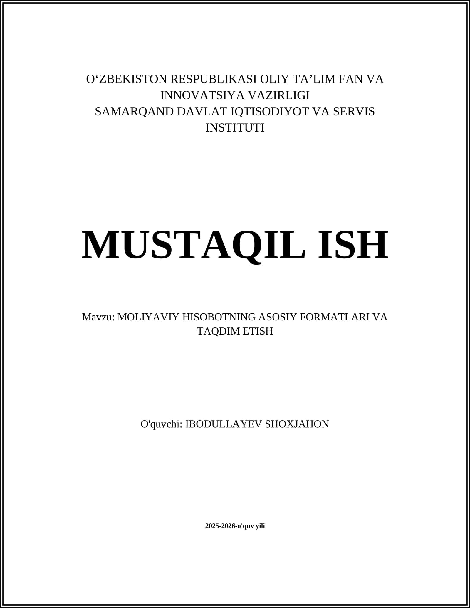 Moliyaviy Hisobotlarning Asosiy Turatlari