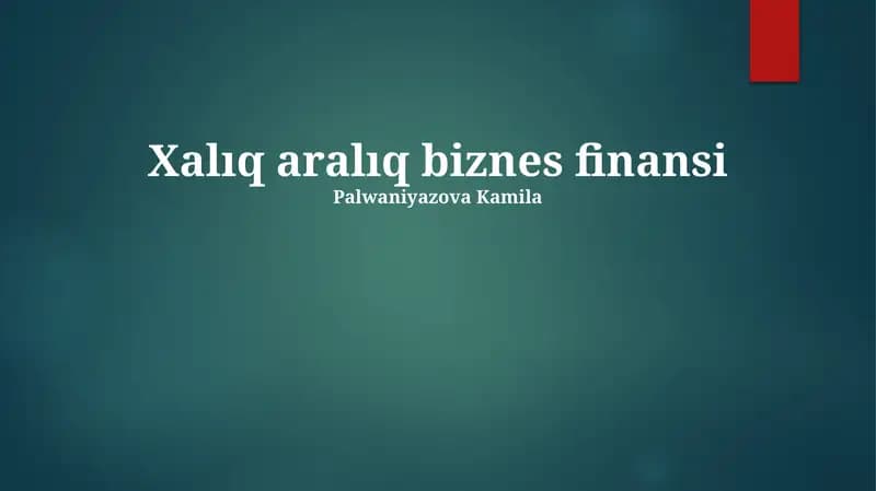 Xalıq aralıq biznes finansi