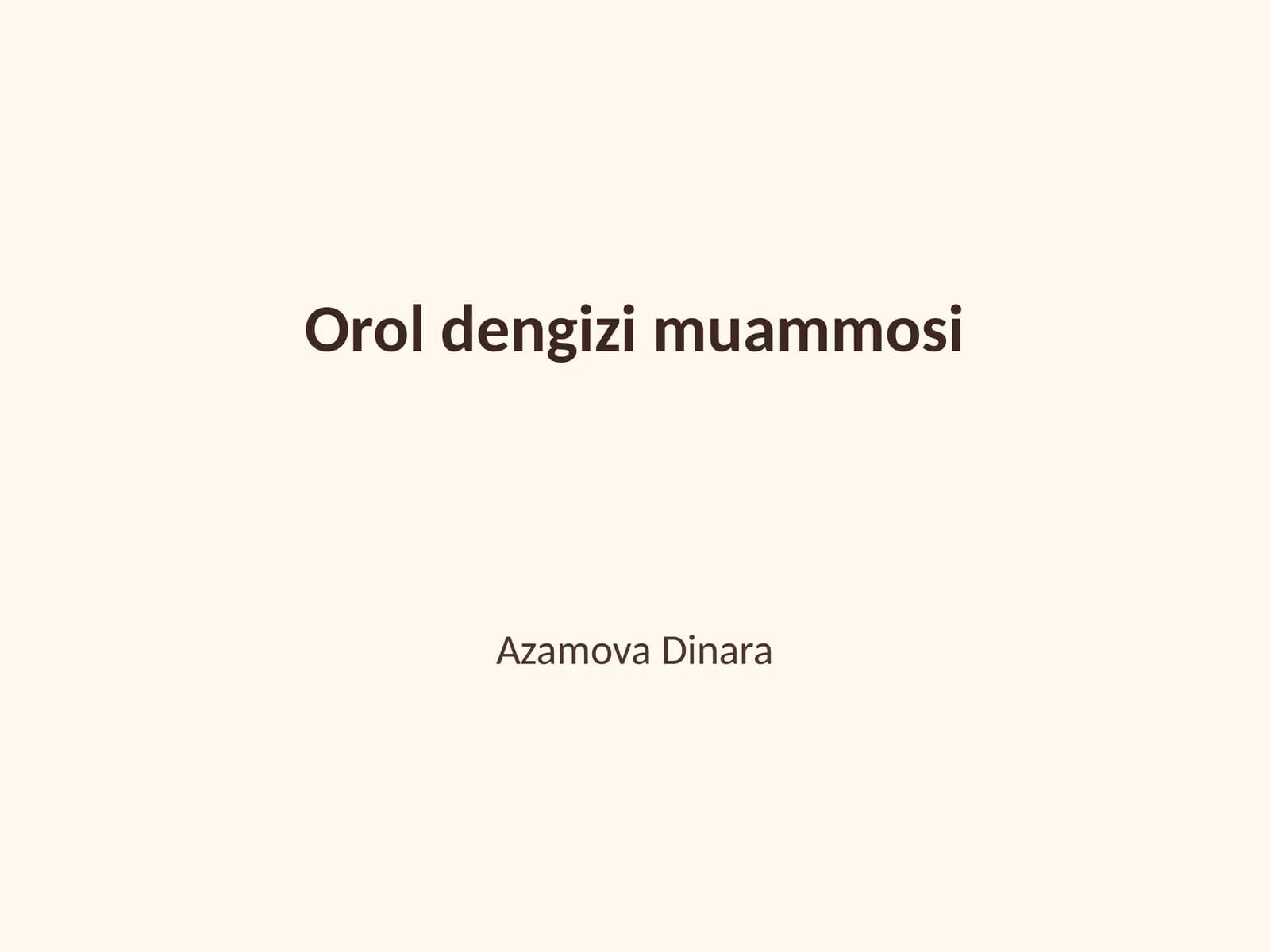 Orol dengizi muammosi