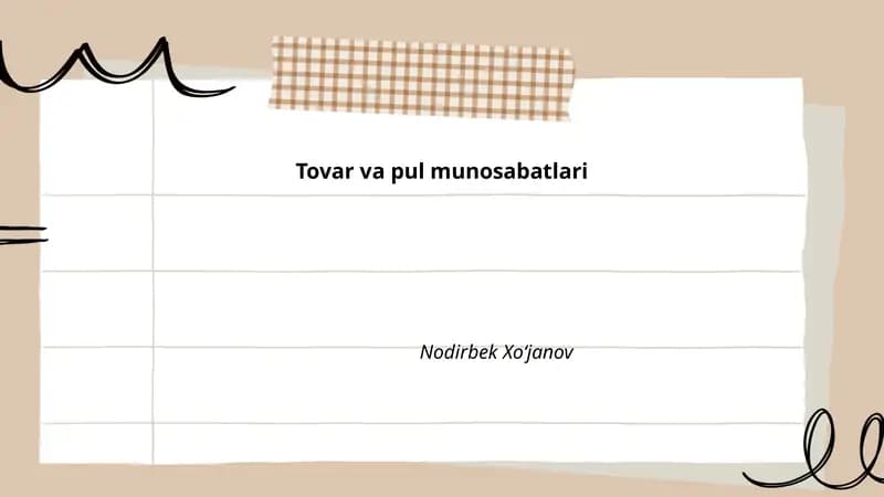 Tovar va pul munosabatlari