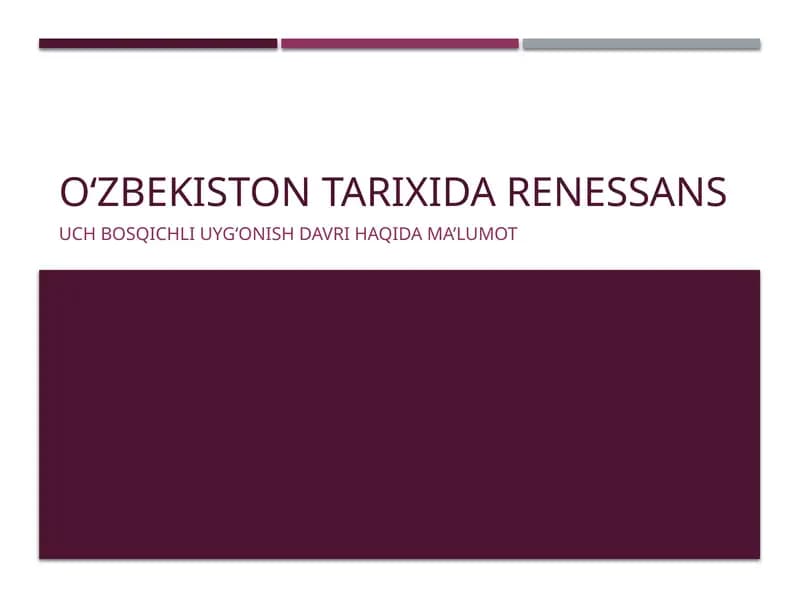 O‘zbekiston tarixida Renessans