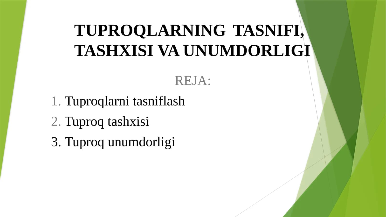 TUPROQLARNING TASNIFI,TASHXISI VA UNUMDORLIGI