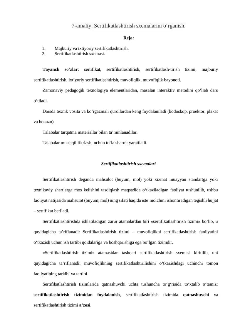 Sertifikatlashtirish sxemalari