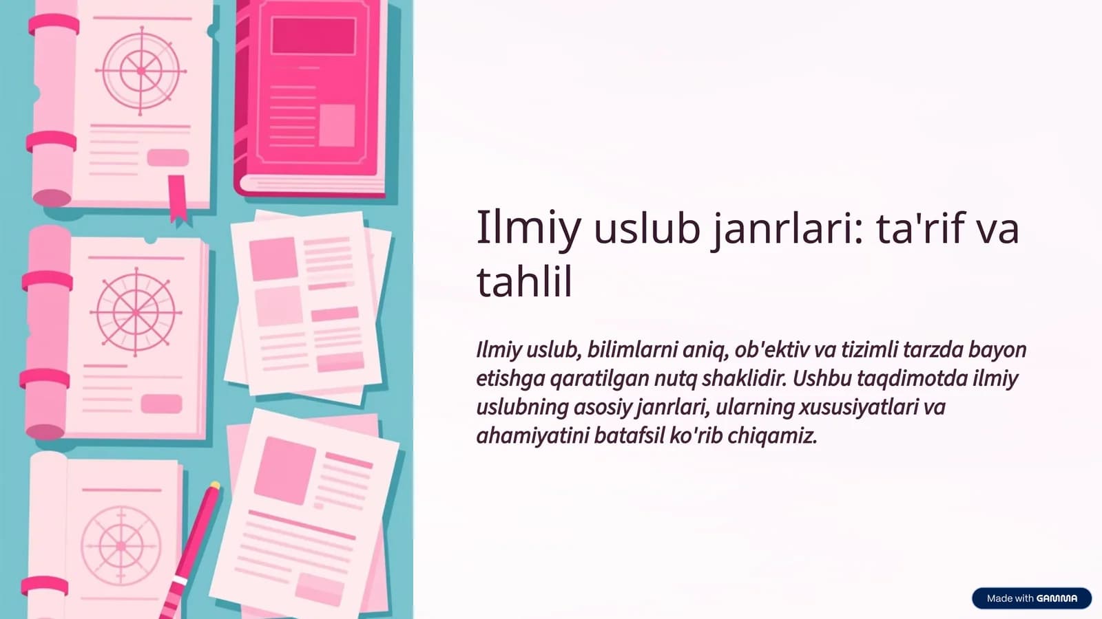 Ilmiyuslub janrlari: ta'rif va tahlil