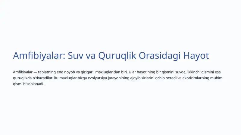 Amfibiyalar: Suv va Quruqlik Orasidagi Hayot