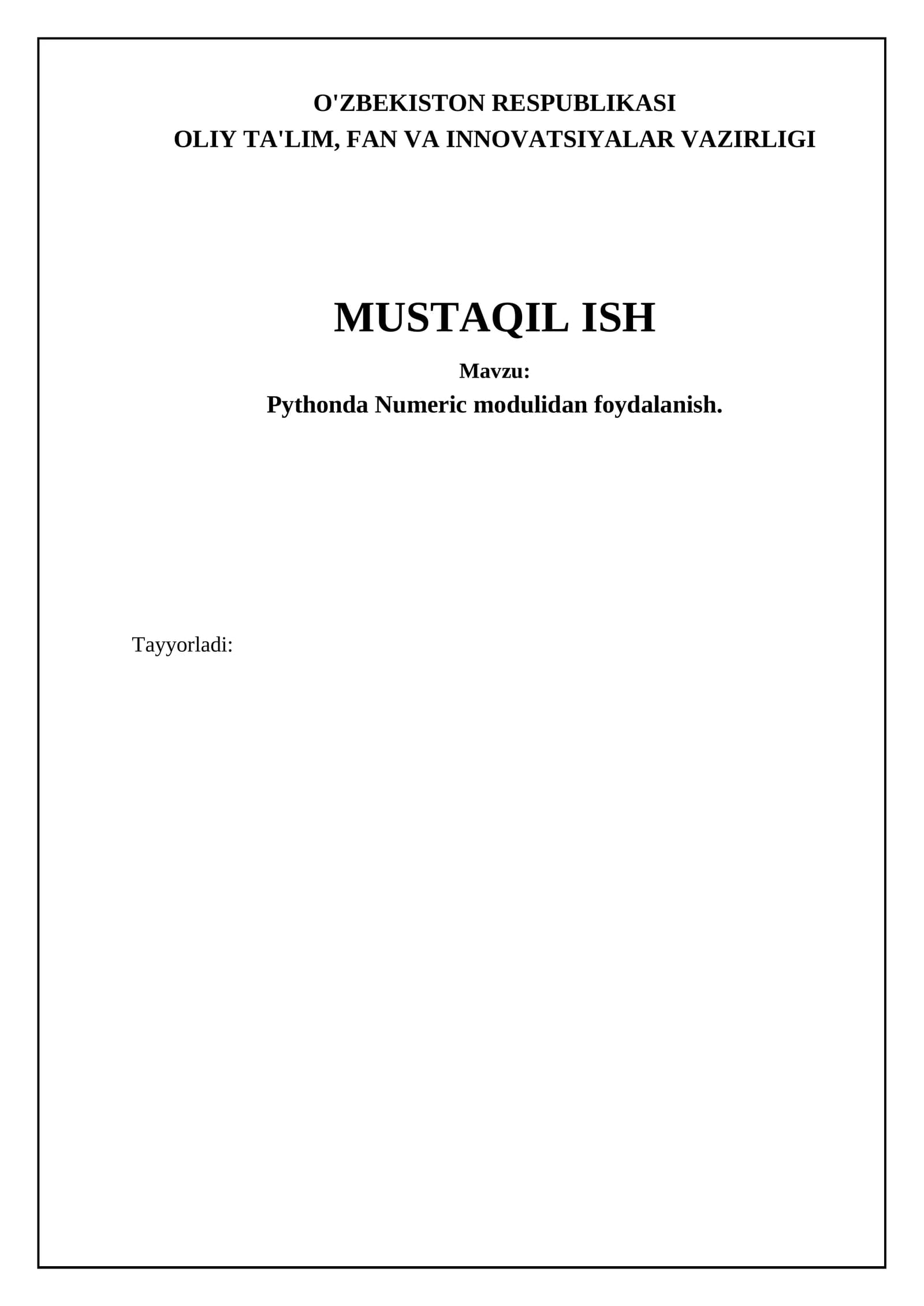 Pythonda Numeric modulidan foydalanish