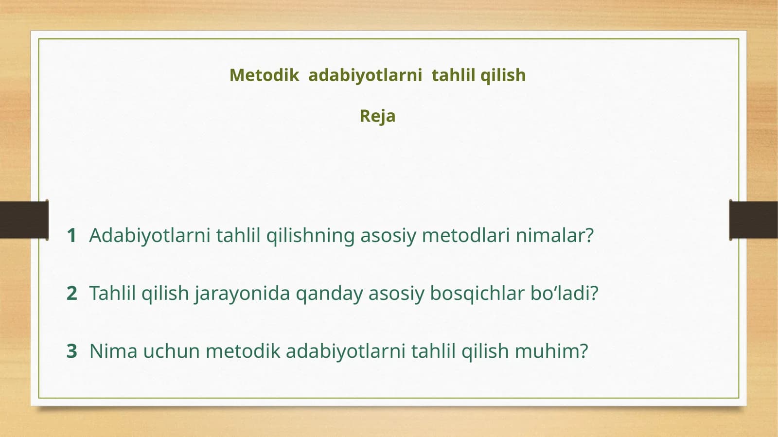 Metodik adabiyotlarni tahlil qilish