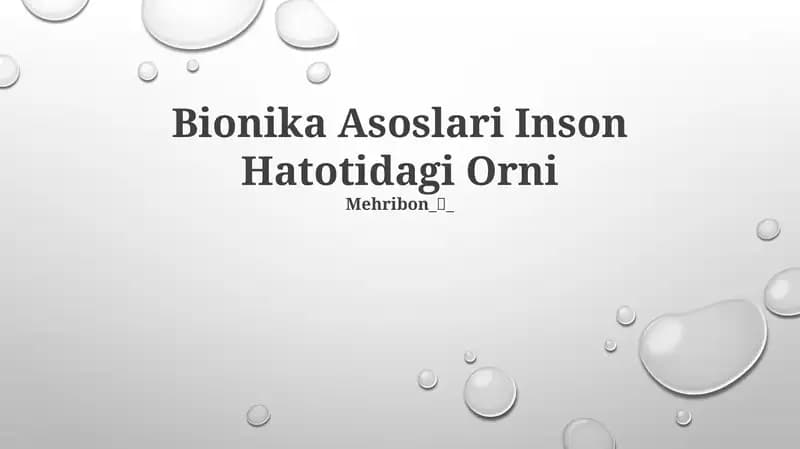 Bionika Asoslari Inson Hatotidagi Orni