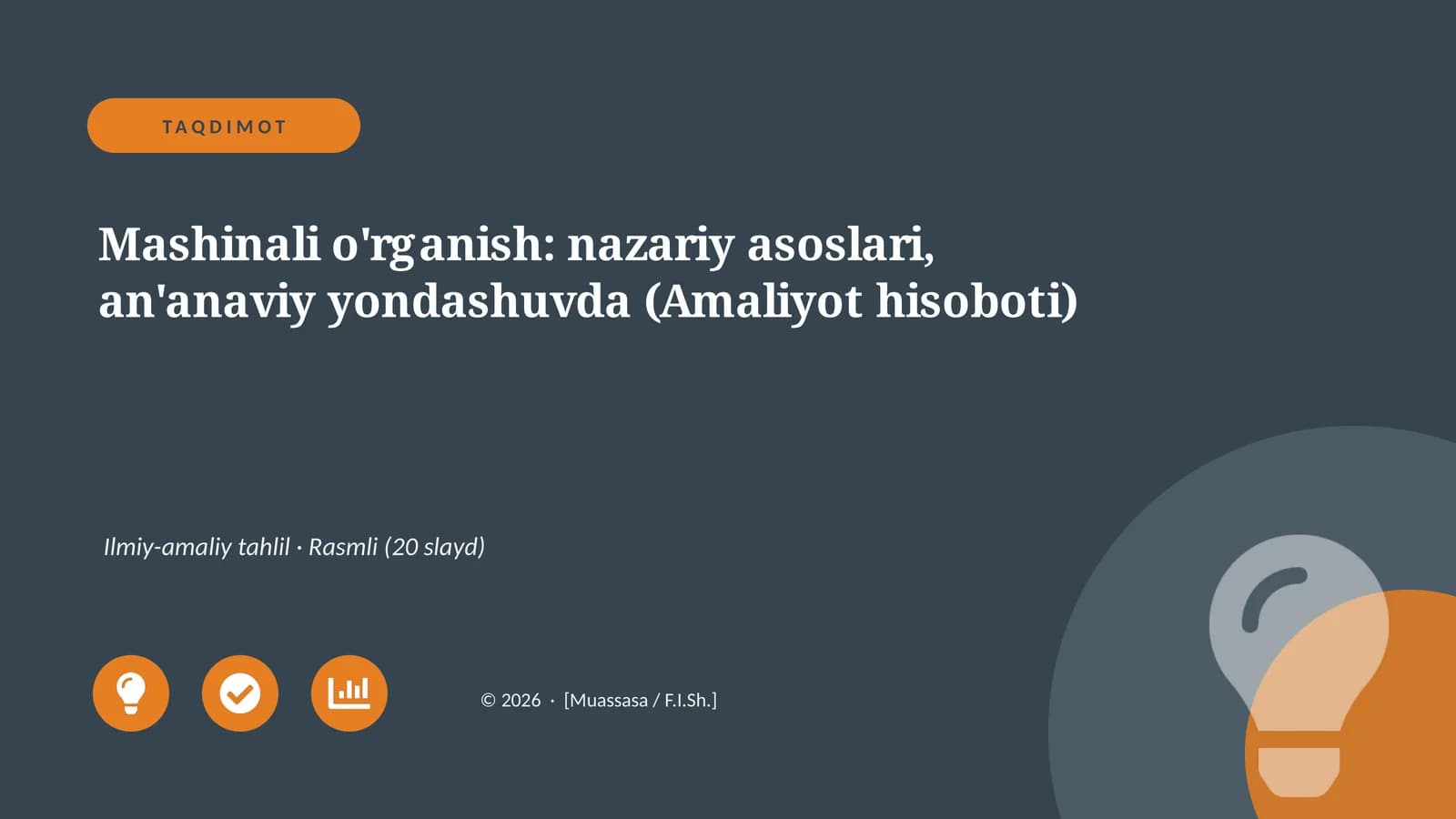 Mashinali o'rganish: nazariy asoslari, an'anaviy yondashuvda (Amaliyot hisoboti)