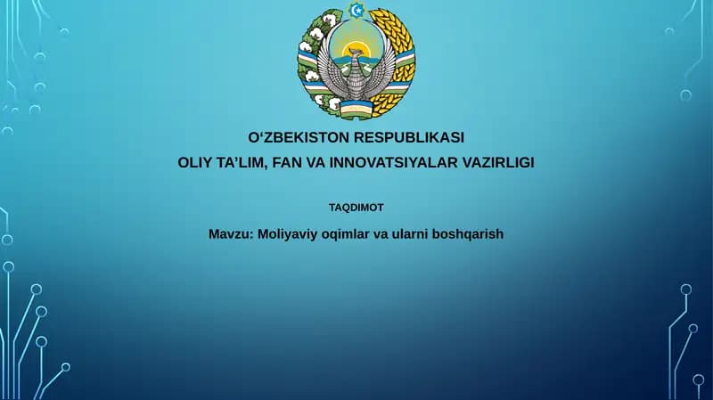 Moliyaviy oqimlar va ularni boshqarish
