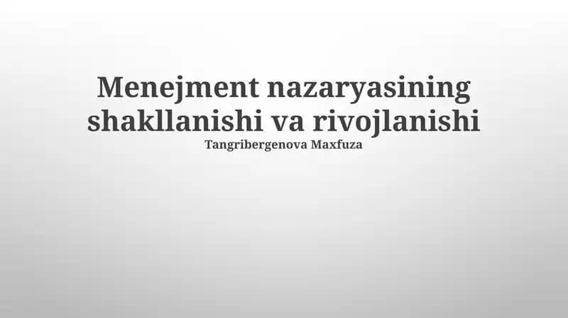 Zamonaviy menejment nazariyalari