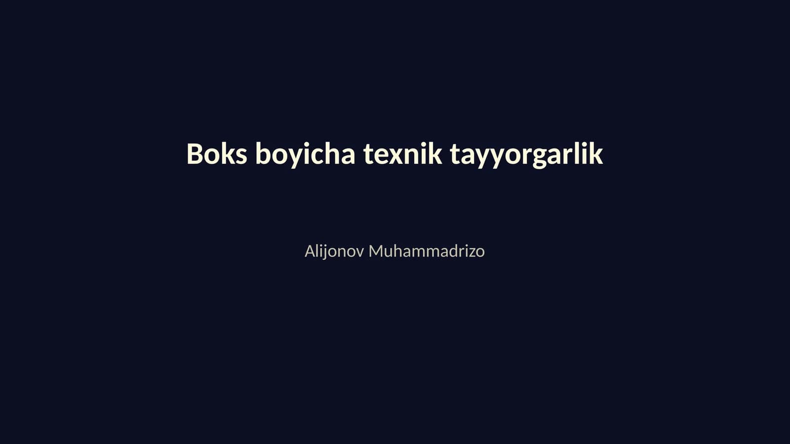 Boks boyicha texnik tayyorgarlik