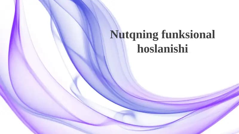 Nutqning funksionalhoslanishi