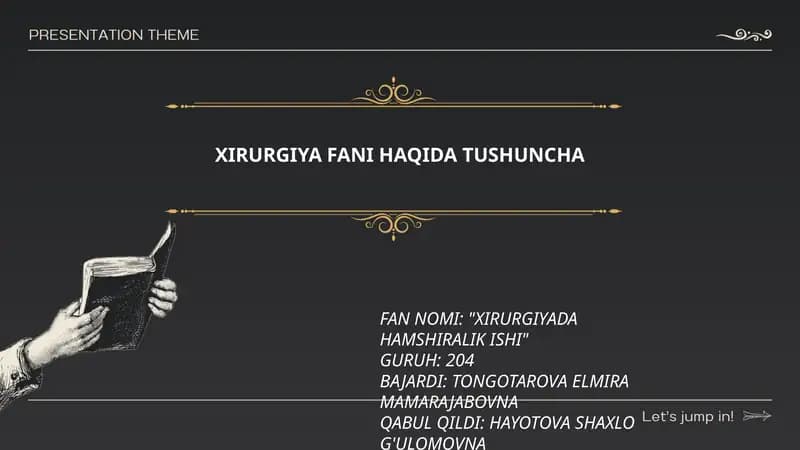 XIRURGIYADA HAMSHIRALIK ISHI