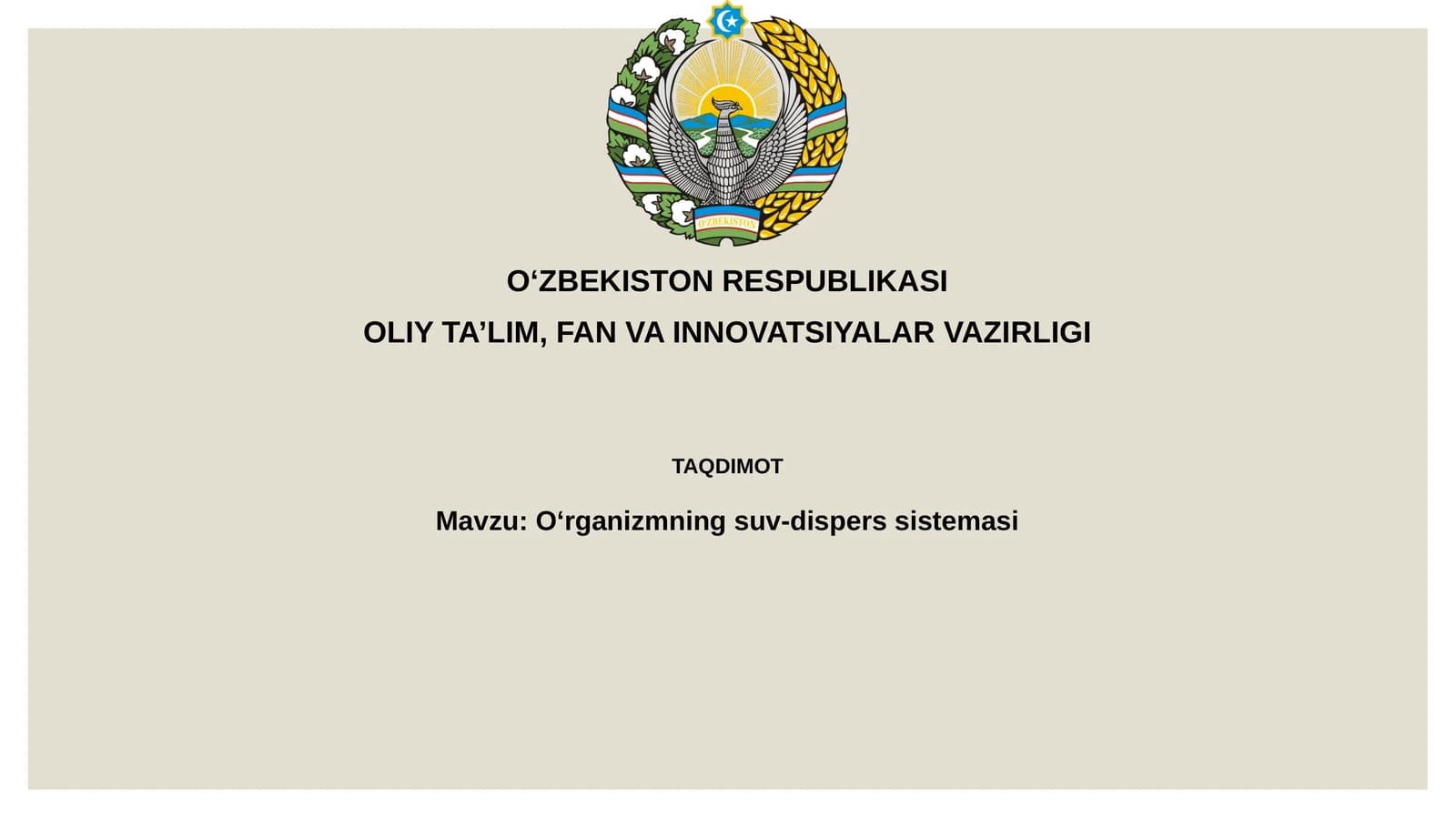 Oʻrganizmningsuv-disperssistemasi