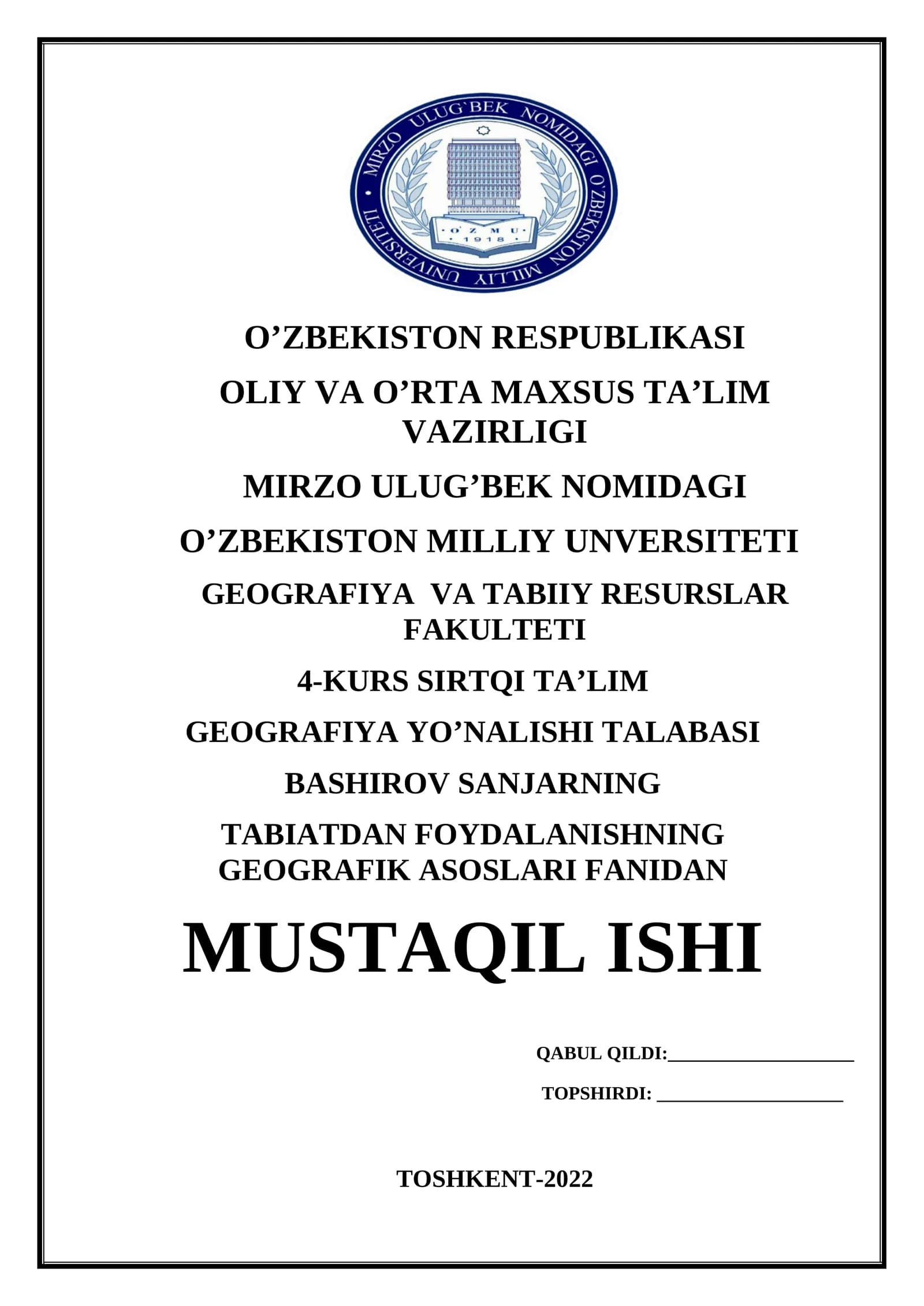 TABIATNI MUHOFAZA QILISHDAGI XALQARO HAMKORLIKLAR