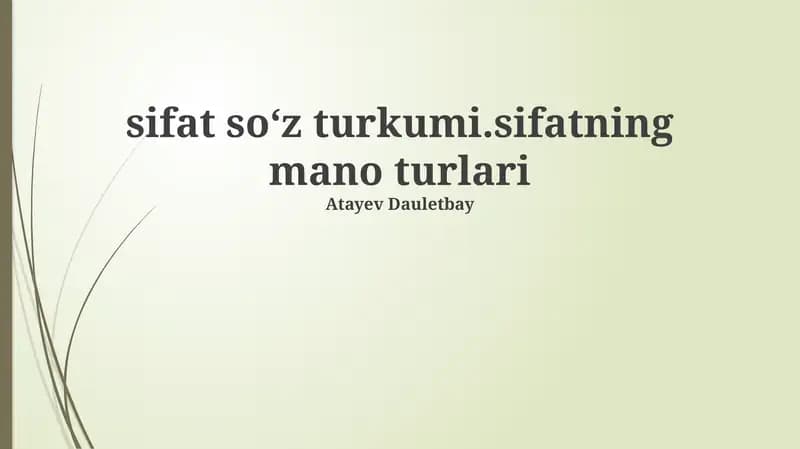 Sifat so'z turkumi