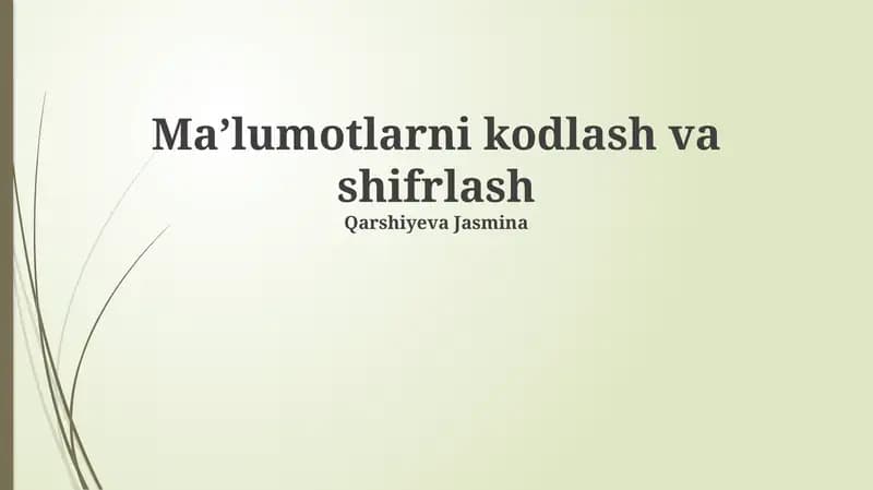 Ma'lumotlarni kodlash va shifrlash asoslari
