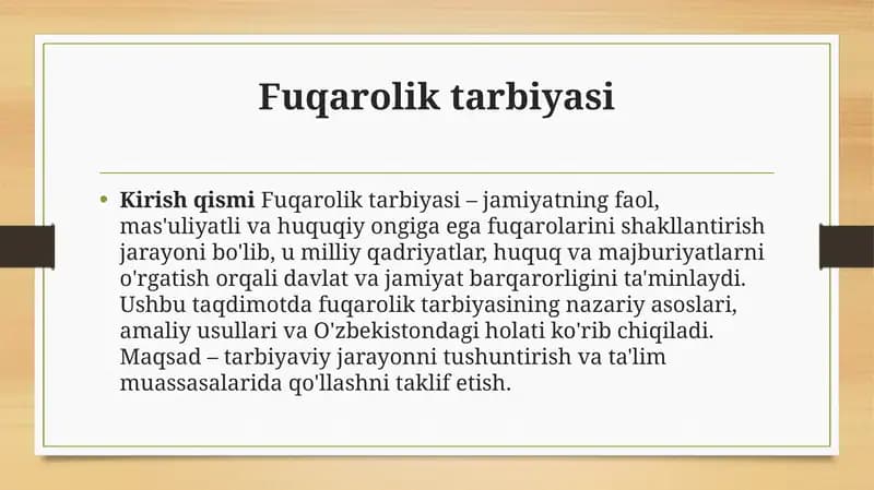 Fuqarolik tarbiyasi