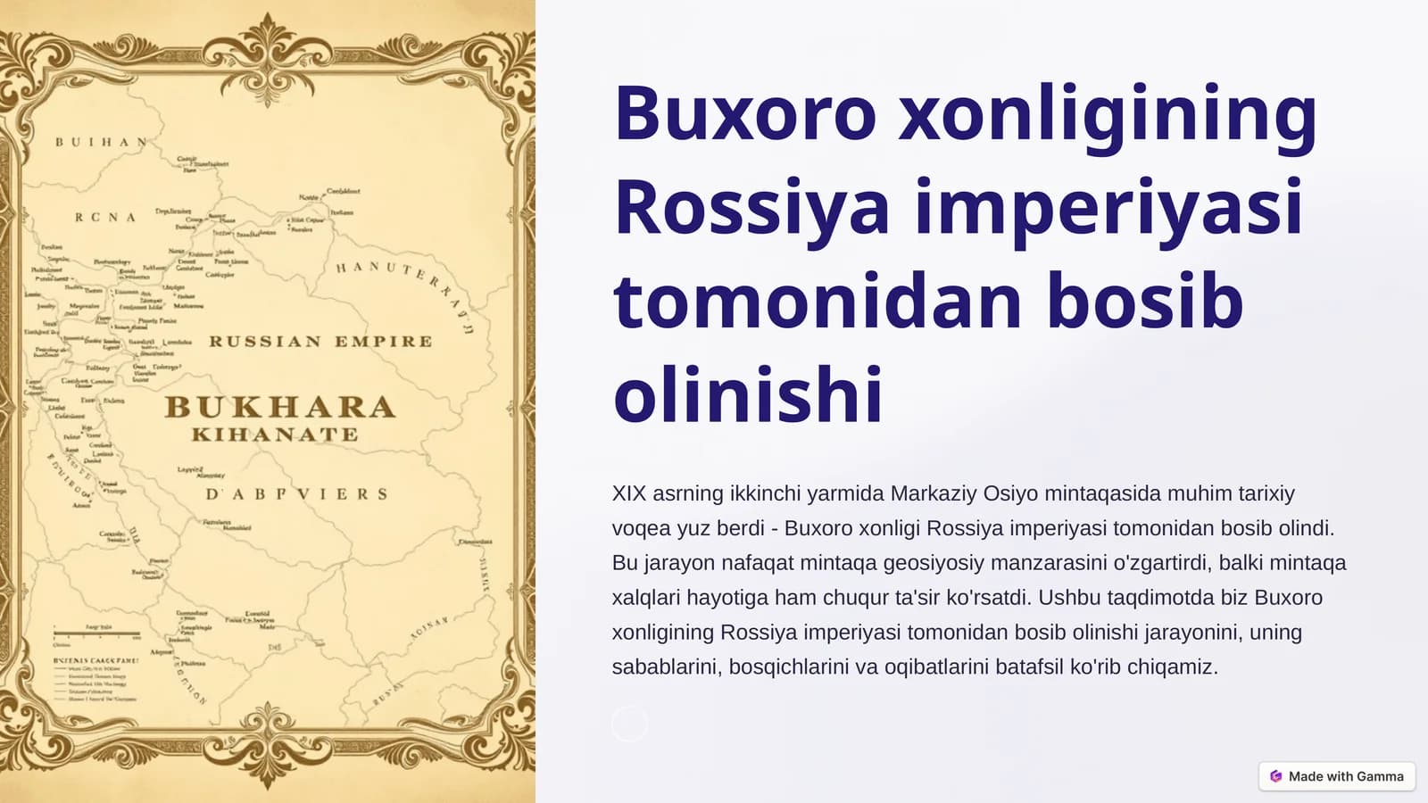 Buxoro xonligining Rossiya imperiyasi tomonidan bosib olinishi