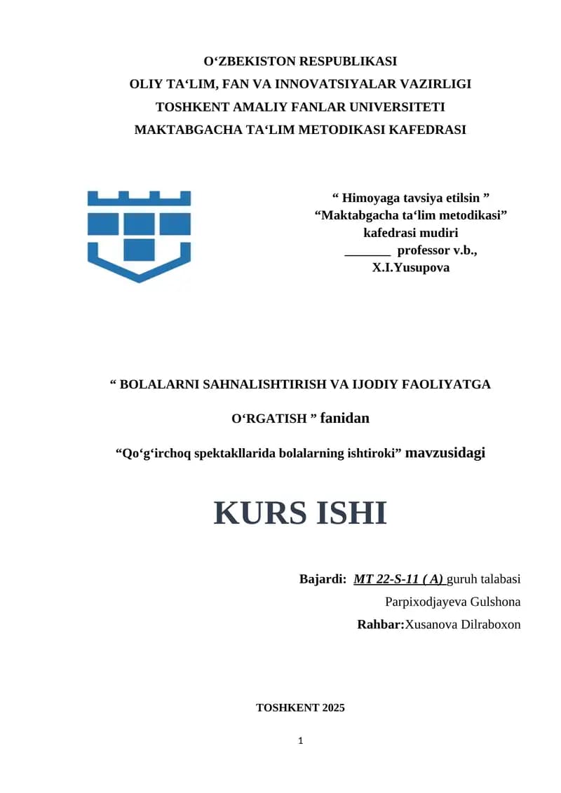 Qoʻgʻirchoq spektakllarida bolalarning ishtiroki