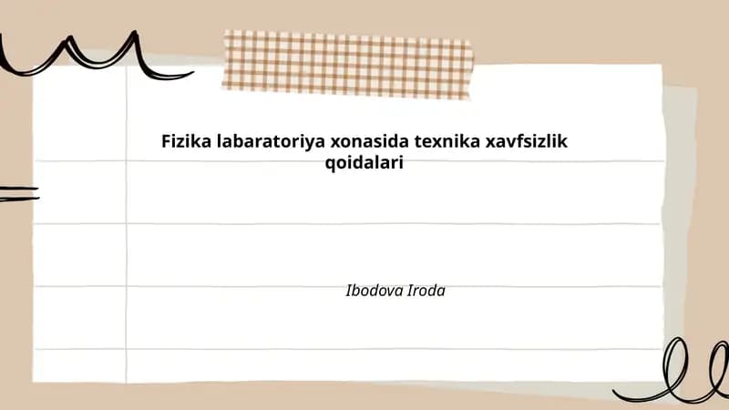 Fizika labaratoriya xonasida texnika xavfsizlik qoidalari