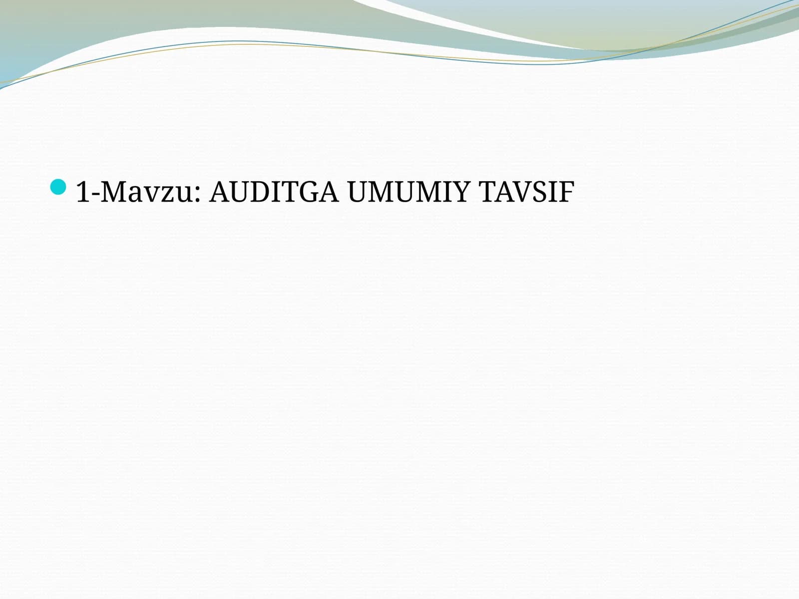 AUDITGA UMUMIY TAVSIF