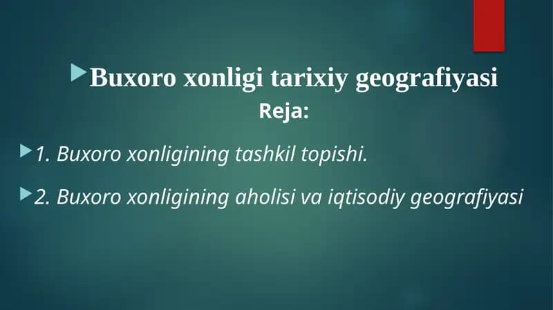 Buxoro xonligi tarixiy  geografiyasi