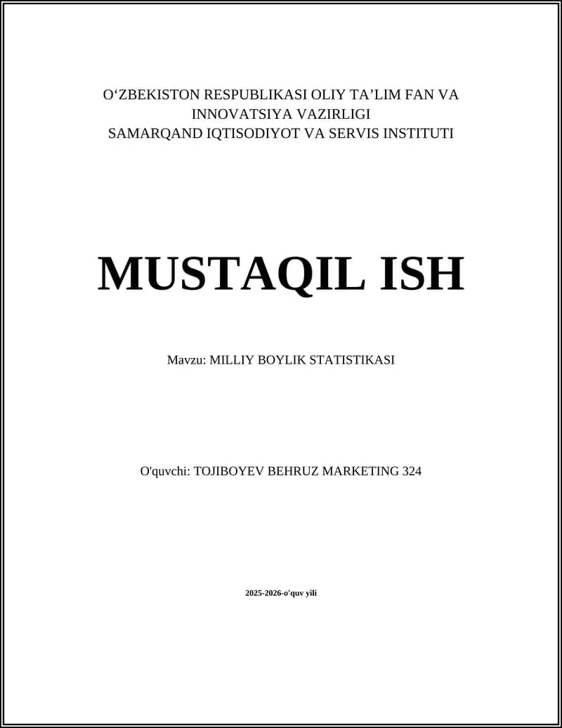 MILLIY BOYLIK STATISTIKASI
