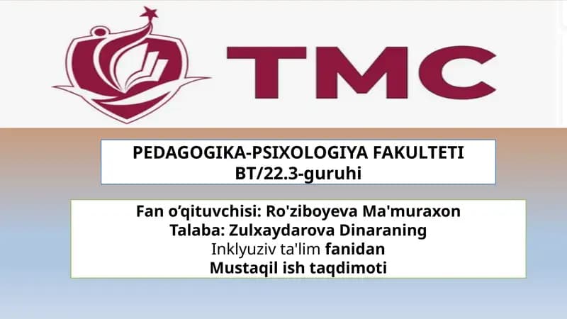 Inklyuziv ta'lim fanidan