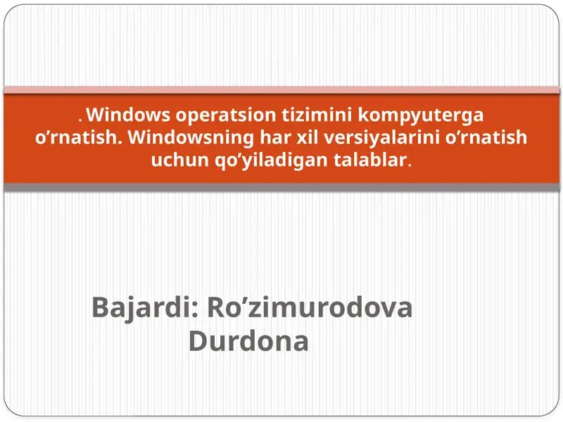 WINDOWS operatsion tizimi