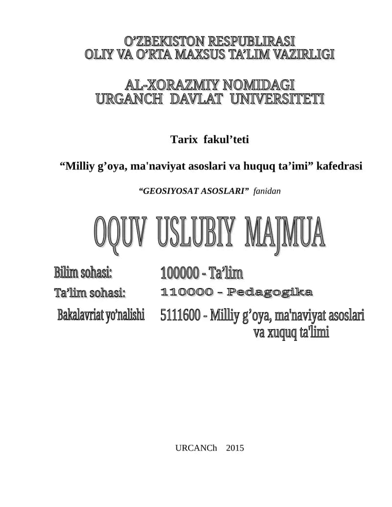 GEOSIYOSAT ASOSLARI