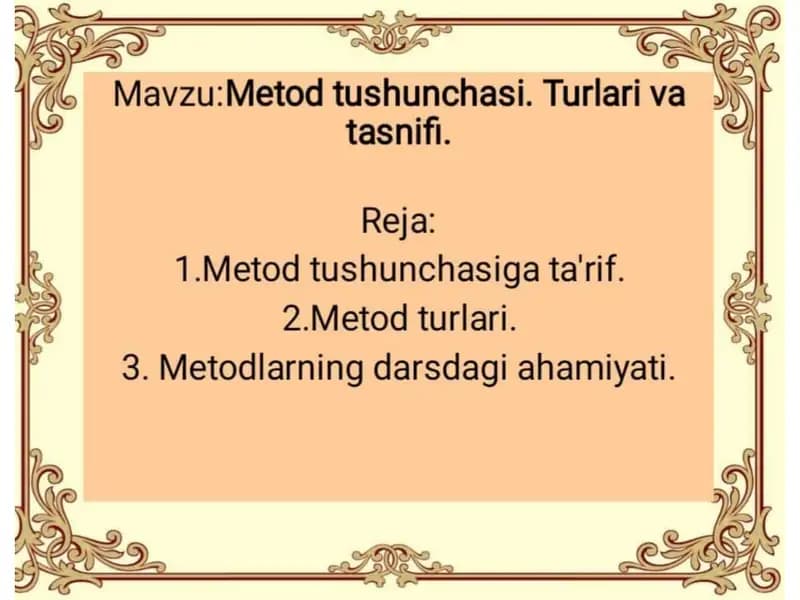 Metod tushunchasi