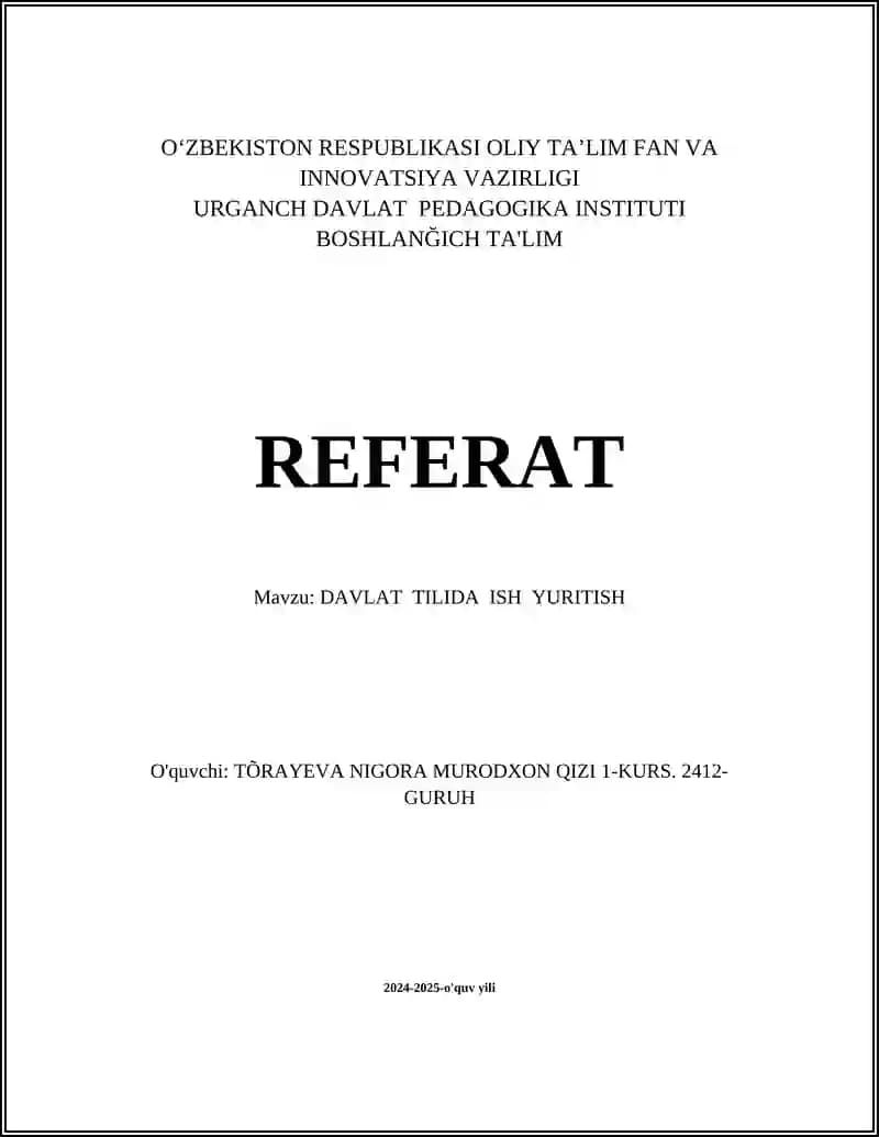 Davlat Tili Tushunchasi